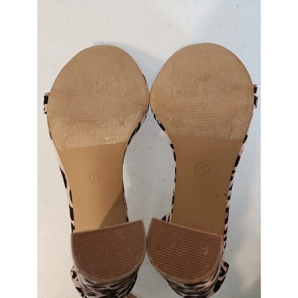 LULUS - LEOPARD Faux Suede ANKLE STRAP Open-Toe HEELS sz 7.5 see pic for wear - Picture 8 of 9
